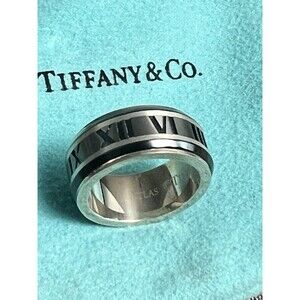Tiffany & Co. Atlas Sterling Silver Roman Numerals Band Ring Size 5
